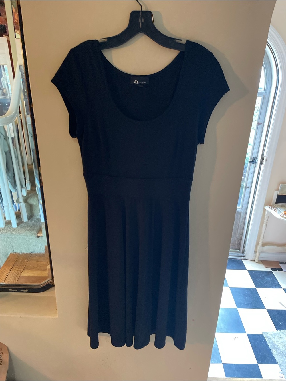 AB Studio Black Scoop Neck Fit-and-Flare Dress